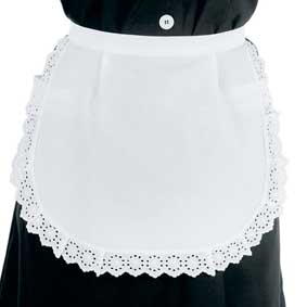 Servierschürze weiß mit Spitze ohne Taschen