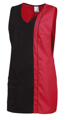 Überwurfschürze 2-farbig schwarz/rot