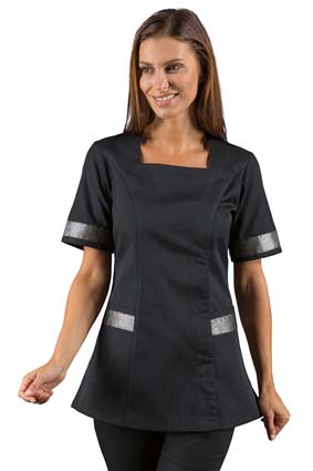 Damen Kasack ABERDEEN schwarz/Lurex silber 1/4 Arm 65/35   005341