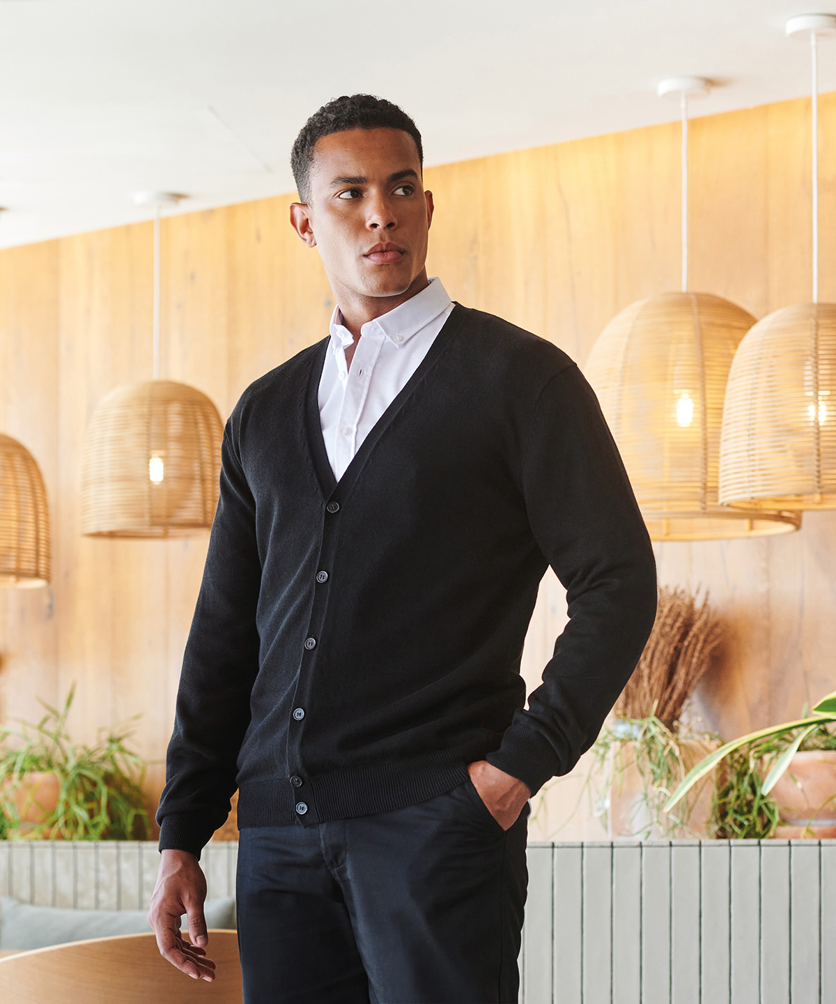 Herren V-Neck Cardigan HB722