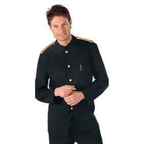 ISA Herren Service Kellner Jacke COREANA NERO mit Schulterstücken    066201