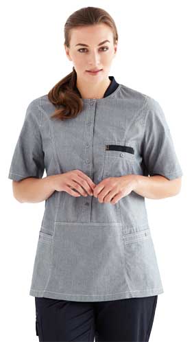 Damen Halbschlupfkasack kurzarm chambray grau
