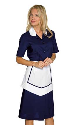 Hausmädchen-Kleid KINSHASA 1/4 Arm marine/weiß