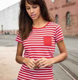 Damen Ringel-T-Shirt Kurzarm BIO-Baumwolle