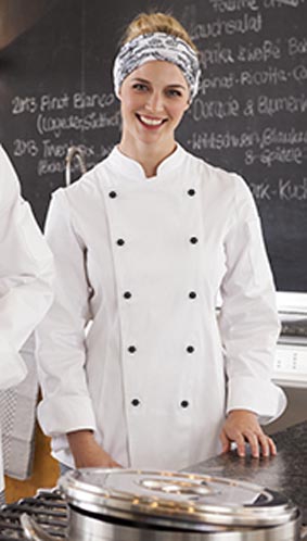 Damen Kochjacke langarm weiß 100% BW