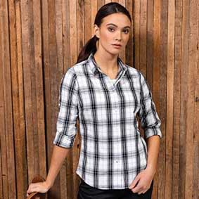 Bluse GINMILL kariert Black/White langarm PR354