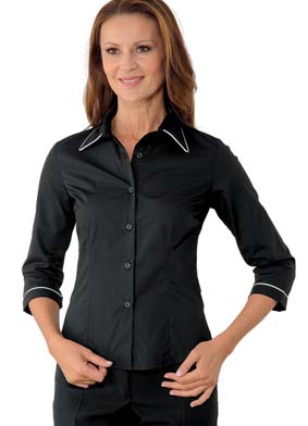 Bluse KYOTO 3/4 Arm mit Paspel schwarz/weiß 0255