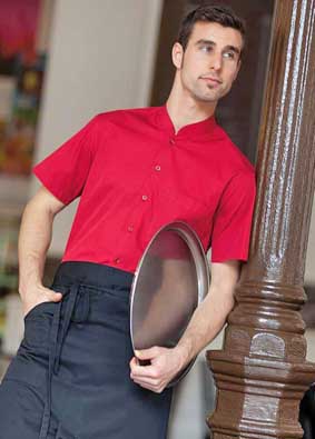 Service und Bar - Hemd mit Mandarin Kragen kurzarm