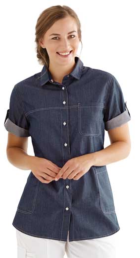 Damen Kasack kurzarm blue denim