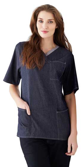 KEN Unisex Schlupfkasack für die Pflege kurzarm blue denim