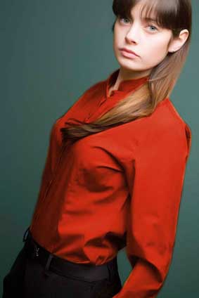 Bluse mit Mandarin Kragen langarm