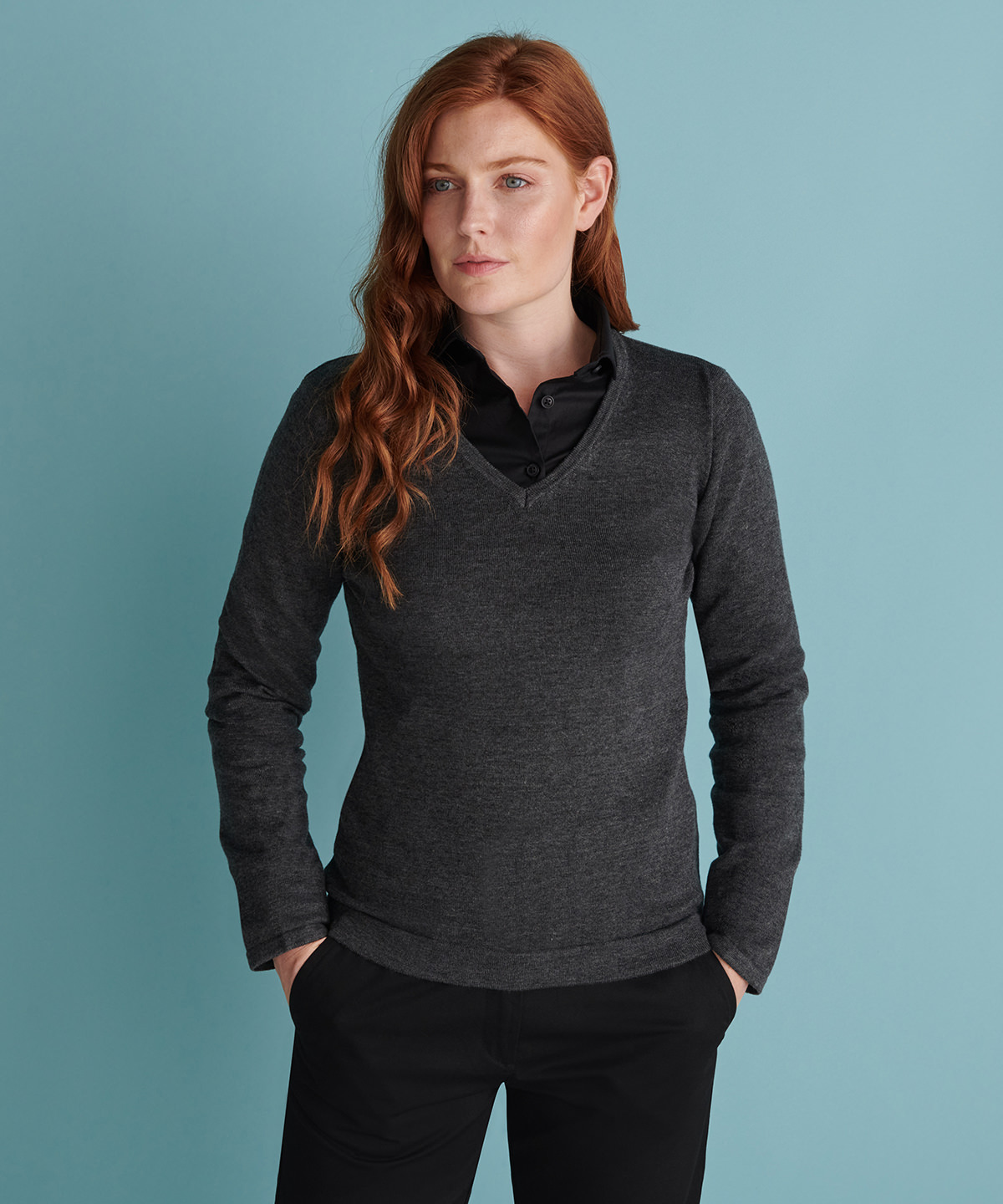 Grace Damen V-Pullover mit Stick