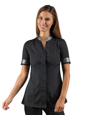 Damen Kasack HIBISCUS schwarz/Lurex silber 1/4 Arm 65/35