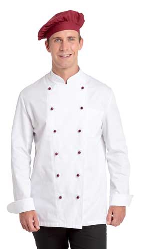 Unisex Kochjacke weiß langarm Lang-Größen Baumwolle