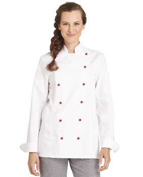 Kochjacke für Damen tailliert weiß langarm