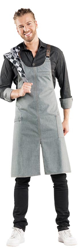 Latzschürze FORENE CROSS GREY DENIM L90 x B75 cm