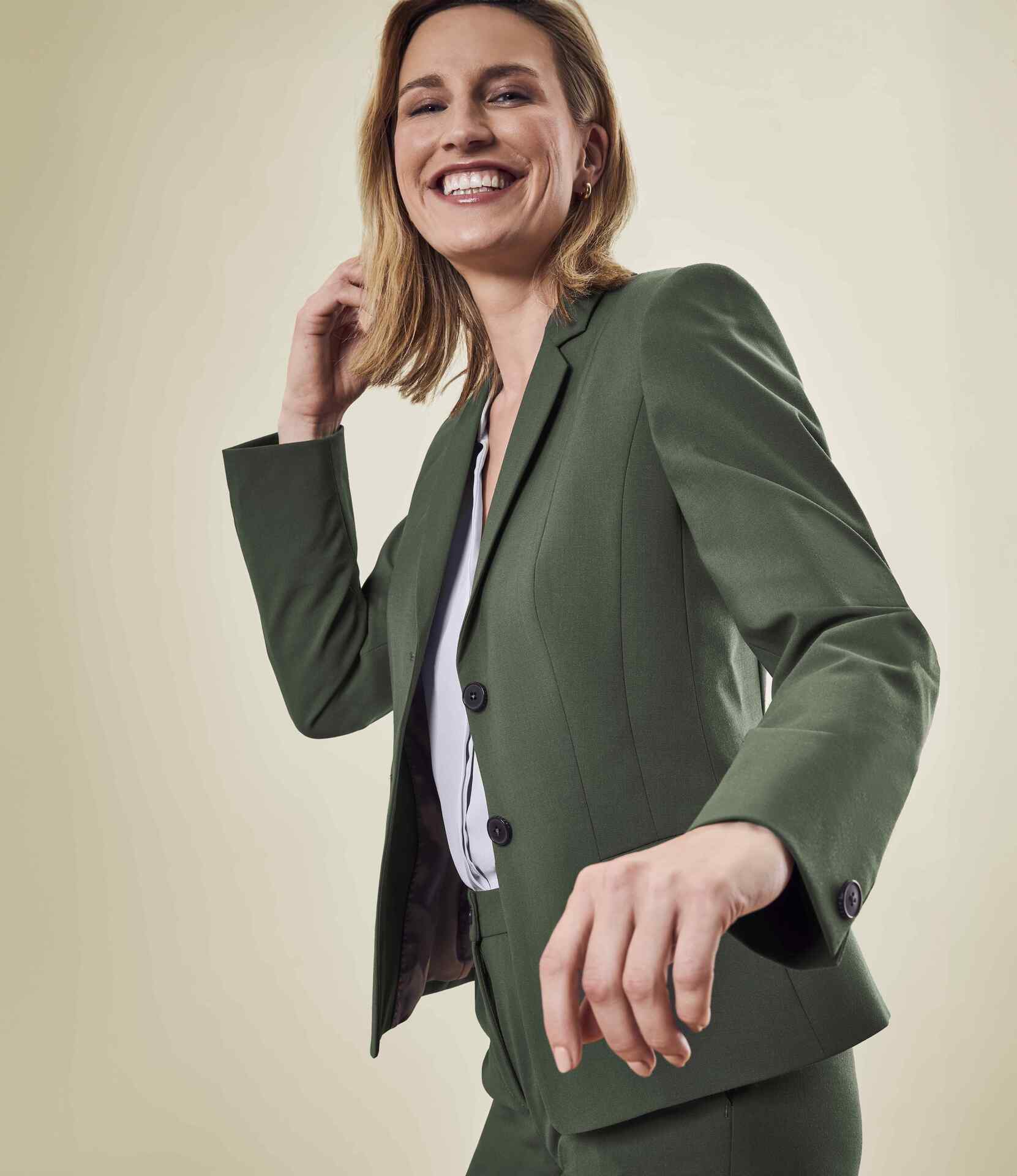Damen Blazer PREMIUM Regular Fit mit neuer Farbe Oliv