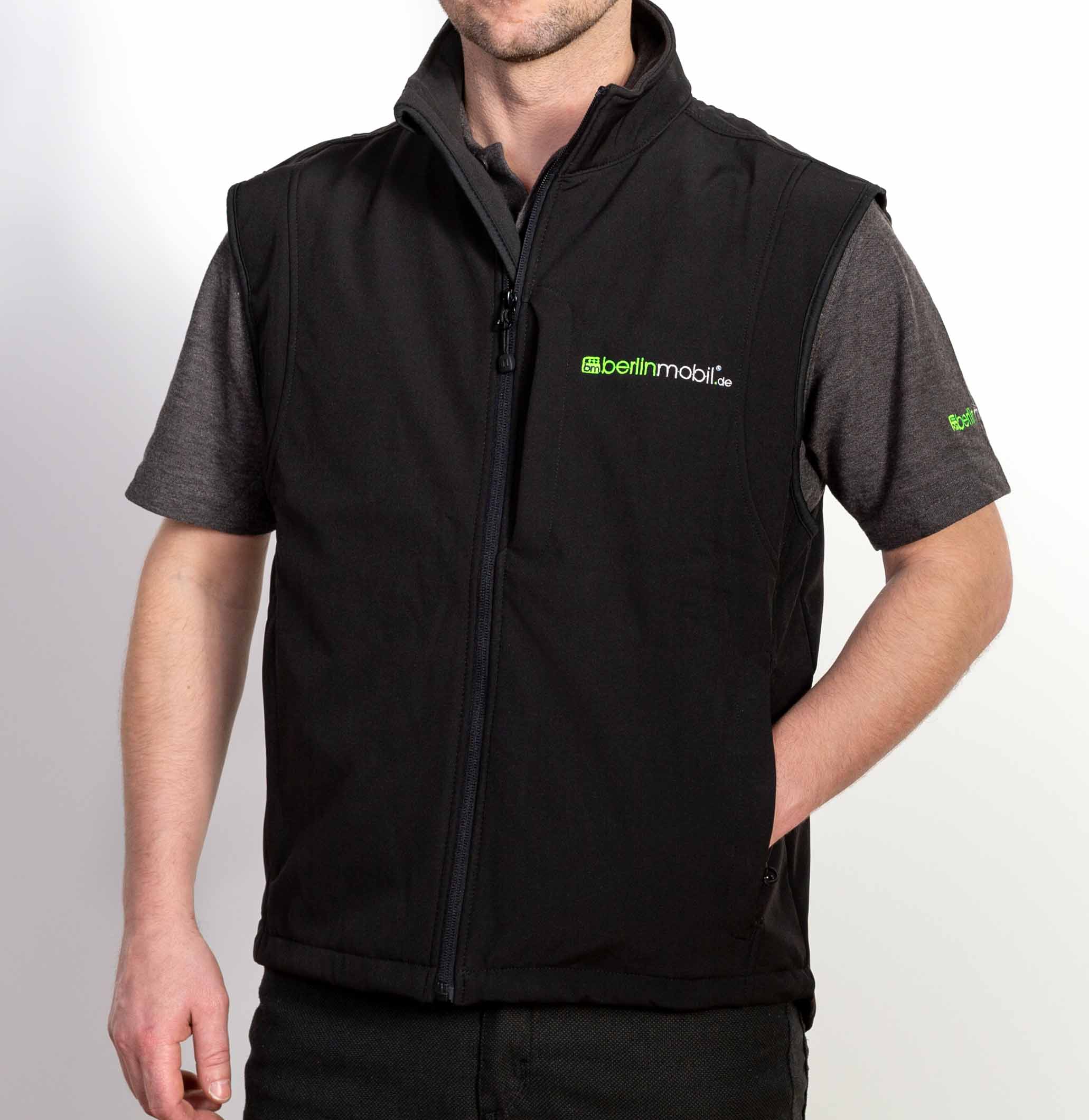 BerlinMobil Herren Softshell WESTE Farbe: Schwarz