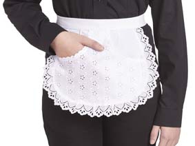 Servierschürze Doppelpack weiß mit Spitze und Tasche