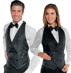 ISA Unisex Weste DARLINGTON  Neckholder Damast Schwarz   035141