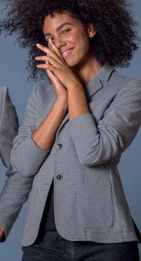 Damen Jersey-Blazer Grau meliert casual Regular fit