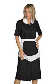 Hausmädchen-Kleid ANTILLE 1/2 Arm schwarz/weiss Nadelstreifen