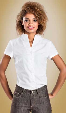 Bluse mit Tulpen-Kragen kurzarm fil à fil