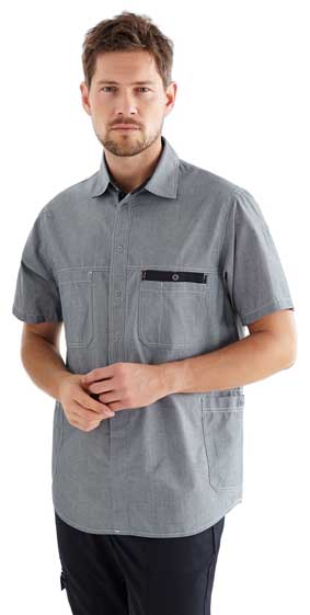 KEN Unisex Hemd kurzarm für Pflege und Housekeeping Chambray grau