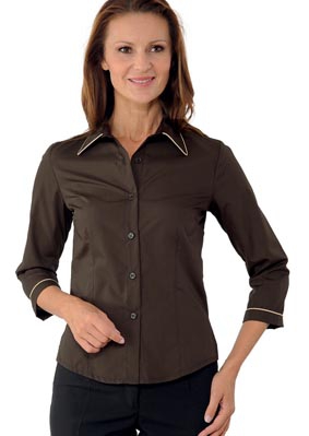 Bluse KYOTO 3/4 Arm mit Paspel cacao/biscotto
