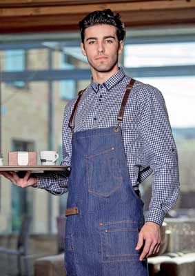 Denim Latzschürze MULTIPOCKETS mit Ösen