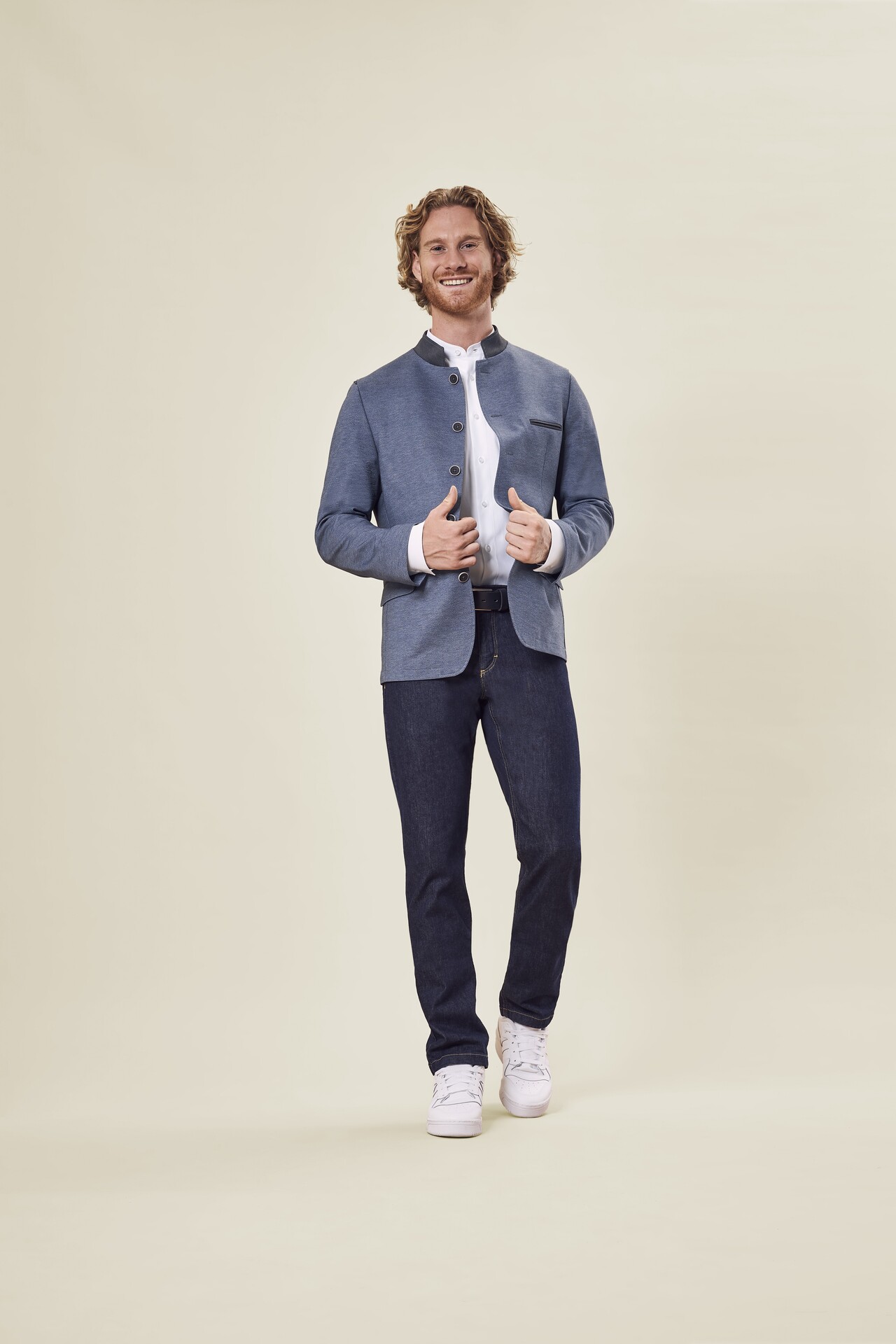 Damen Jersey-Blazer Grau meliert casual Regular fit