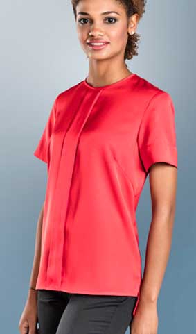 Bluse kurzarm Rundhalsausschnitt mit Frontfalte