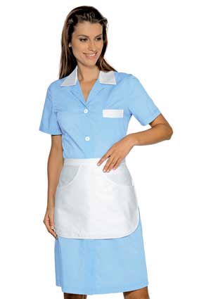 Hausmädchen-Kleid POSITANO 1/4 Arm hellblau