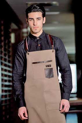 Latzschürze BARBER mit Lederpaspel und Ösen 083/649