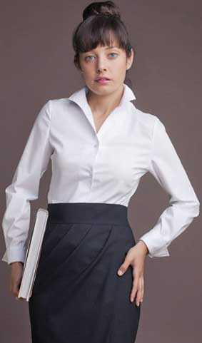 Bluse mit Tulpen-Kragen langarm 100% Baumwolle