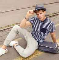 Herren Ringel-T-Shirt Kurzarm BIO-Baumwolle