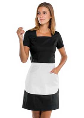 Hausmädchen-Kleid schwarz 1/2 Arm Stretch incl. Vorbinder