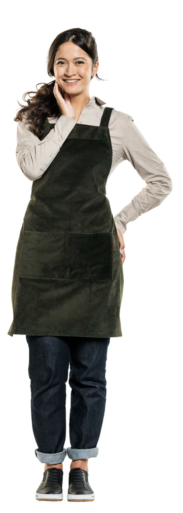 Latzschuerze-Cord-cross-CH-D-grün