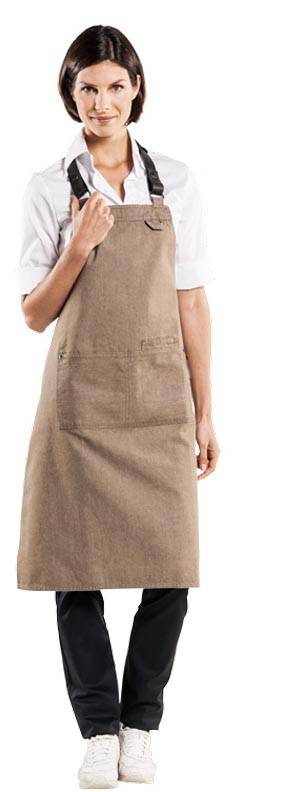 Latzschürze FORENE MUD DENIM mit Lederhalsband L90 x B70 cm