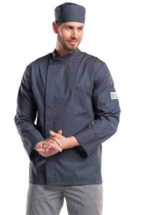 Kochjacke NOVA anthrazit mit Satinstreifen