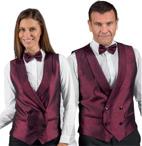 Unisex Doppelreiher Weste Lurex Bordeaux   03334