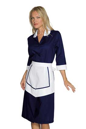 Hausmädchen-Kleid KINSHASA  3/4 Arm marine/weiß