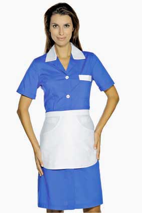 Hausmädchen-Kleid POSITANO 1/4 Arm chinablau