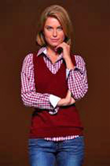 Damen Baumwoll Pullunder V-Neck