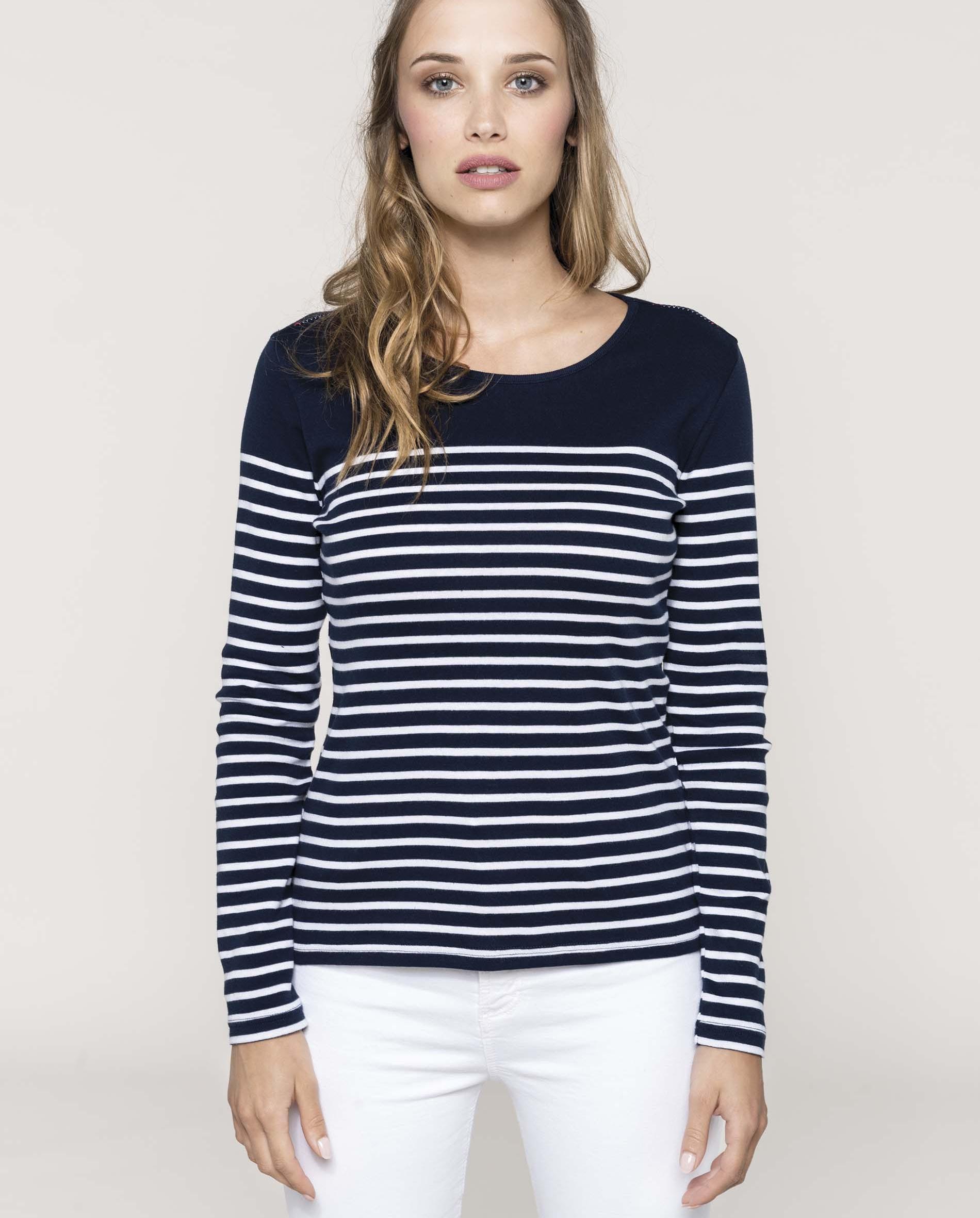 Damen Marine T-Shirt langarm