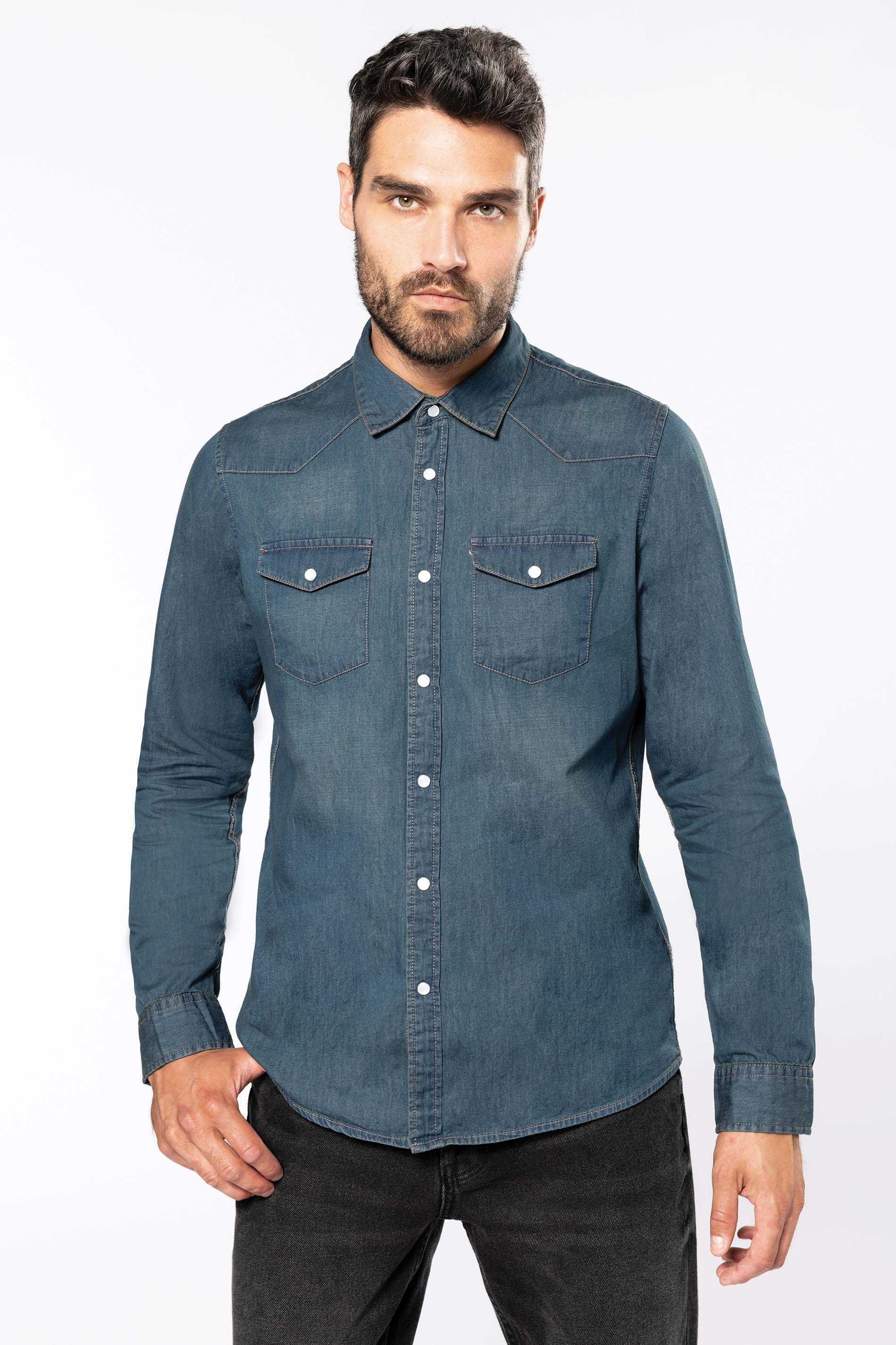Herren Denim Hemd langarm 8531/K519