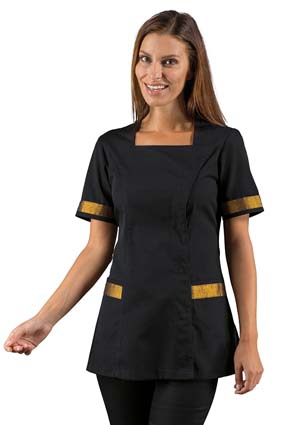 Damen Kasack ABERDEEN schwarz/Lurex gold PES Bohème Stretch