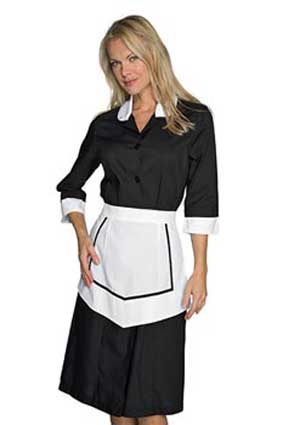 Hausmädchen-Kleid KINSHASA 3/4 Arm schwarz/weiß