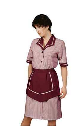 Hausmädchen-Kleid AMALFI 1/4 Arm bordeaux/weiß