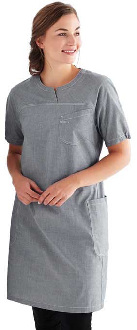 Kleid Housekeeping kurzarm chambray grau